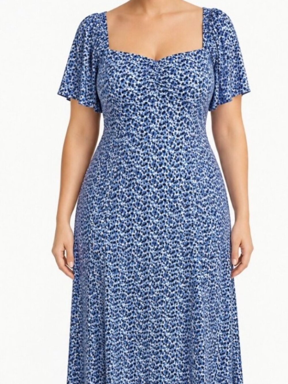 NWT Boden Blue Confetti Print Sweetheart Neckline Midi Dress. Size 16